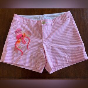 Lilly Pulitzer Pink Striped Shorts with Octopus Design Callahan